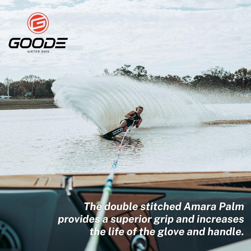 Goode 43 Pro Water Ski Gloves – Pre-Curved Finger Design, Double Stitched Amara Palm for Superior Grip and Durability, Dual Wrist Straps, Pull-Up Strap, Embroidered Logos, Performance Fit - Image 5